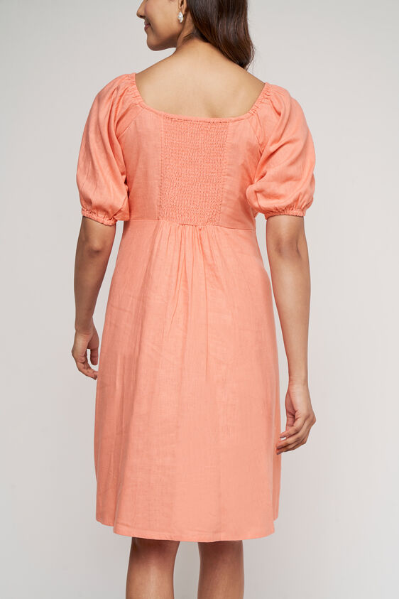 Peach Solid Curved Dress, Peach, image 6